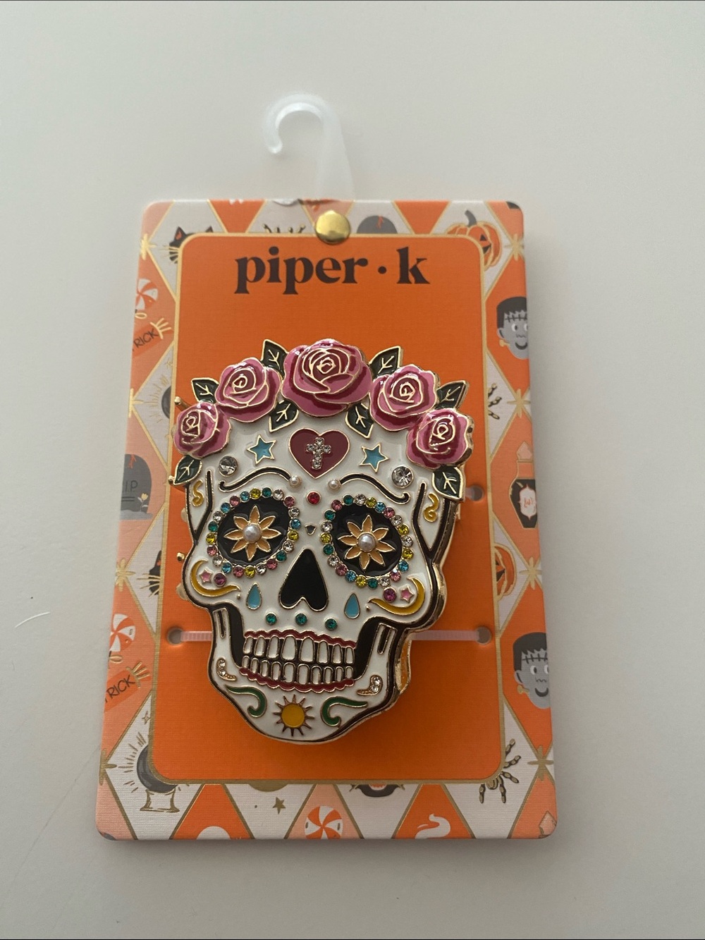 Piper K Sugar Skull Hair Claw Clip Día de los Muertos Halloween NWT